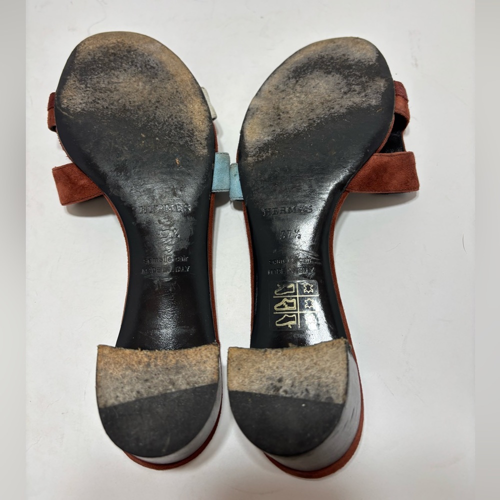 SOLD 💗 Hermes Multicolor Suede Sandals - Picture 11 of 12
